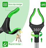 YAUNGEL 43 Inch Litter Picker Grabber Magnet 360° Jaws Foldable Green view 2