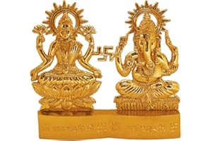CRAFTSMAN SATVIK 4 inch Lakshmi Ganesha Statue Metal Figurine Laxmi Ganesh Idol Murti Set for Hindu Pooja for Home Mandir Indian Diwali Puja Pujan Decoration. Indian Housewarming Return Gift Items Luxmi idol