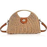 ZAVOOS Straw Crossbody Bag for Women, Handwoven Rattan Beach Straw Purse with Handle, Detachable Strap, Fashionable Dumpling Bag Shoulder Handbag Clutch Purse for Travel, Holiday