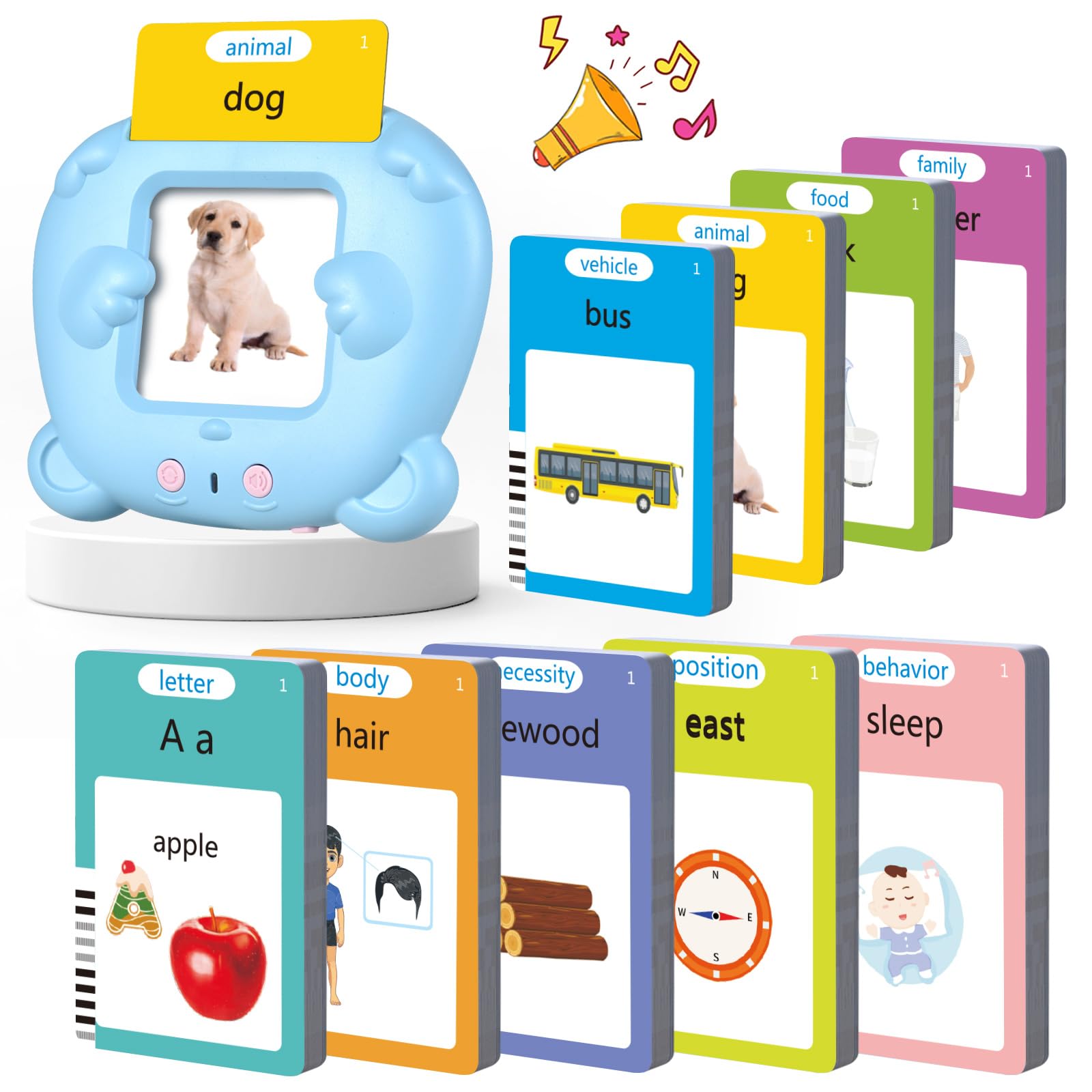 Talking Flash Cards for Toddler Toys for 2 3 4 5 6 Year Old Baby Boys Preschool Learning Resources Educational Montessori Sensory Toys for Autism with 510 Words Interactive Gifts For Kids Age 2-6