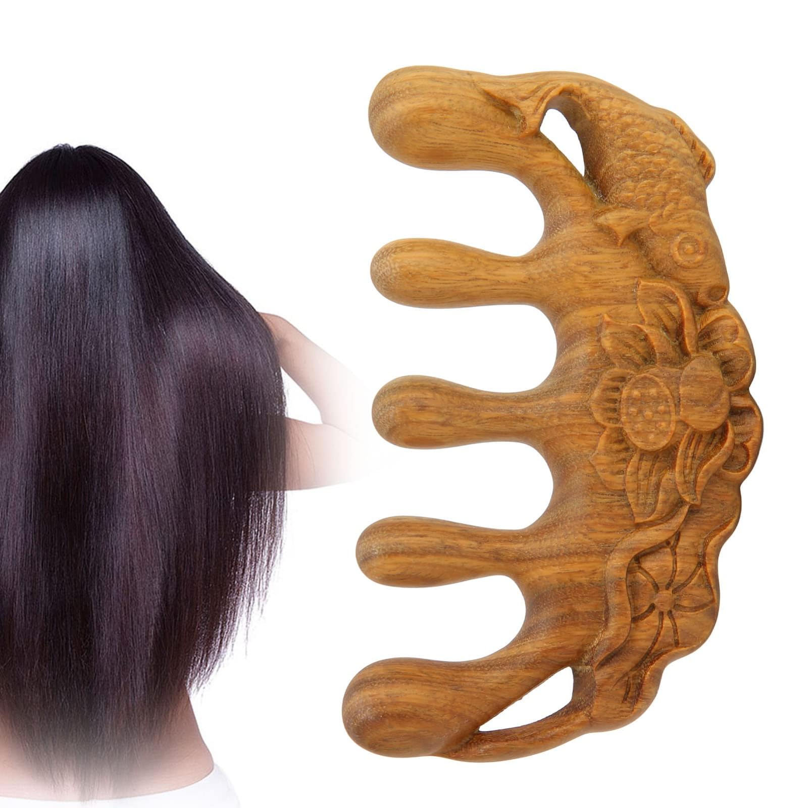 Brrnoo Wooden Hair Comb, Wide Tooth, Massage Comb, Detangling Comb, Unisex Adults, Large, Wooden