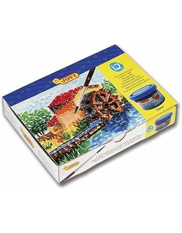 JOVI 152818 - Caja de 12 botes de tempera escolar de 35 ml, gel licuado en colores vivos, colores surtidos, 1 unidad