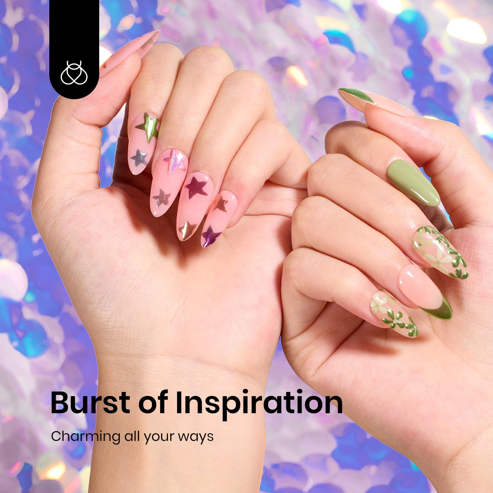 beetles Gel Polish 8 Colors Chrome Powder for Nails Pink Purple Blue Green Silver Golden Rainbow Nail Powder 2024 Mirror Effect Manicure Art Decoration Powder Holographic Pigment Gift for Women - Image 4