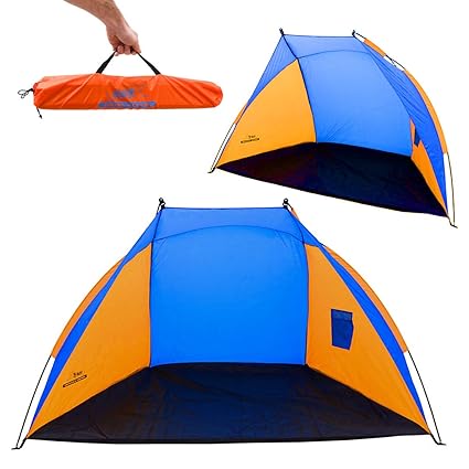 AMANKA Familien Strandmuschel UV-Schutz 120x210x120cm Kinder Strandzelt Baby Windschutz Sonnenschutz Wasserdicht Leicht