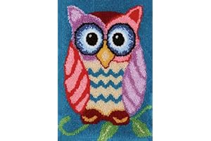 YOOTOM Latch Hook Rug Kits for Kids Adult, DIY Stitch Cross Crochet Carpet Mat Needlework Handmade Cushion Tapesty, Color Preprinted, 20x15in (Owl)