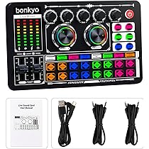 Bonkyo Mixer de áudio, placa de som ao vivo F999 com mixer de DJ