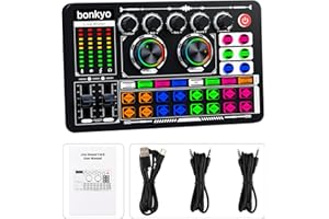 Bonkyo Professional Audio Mixer, F999 Live Sound Card With Dj Mixer For Streaming/Podcasting/Gaming, Professional Studio Equipment