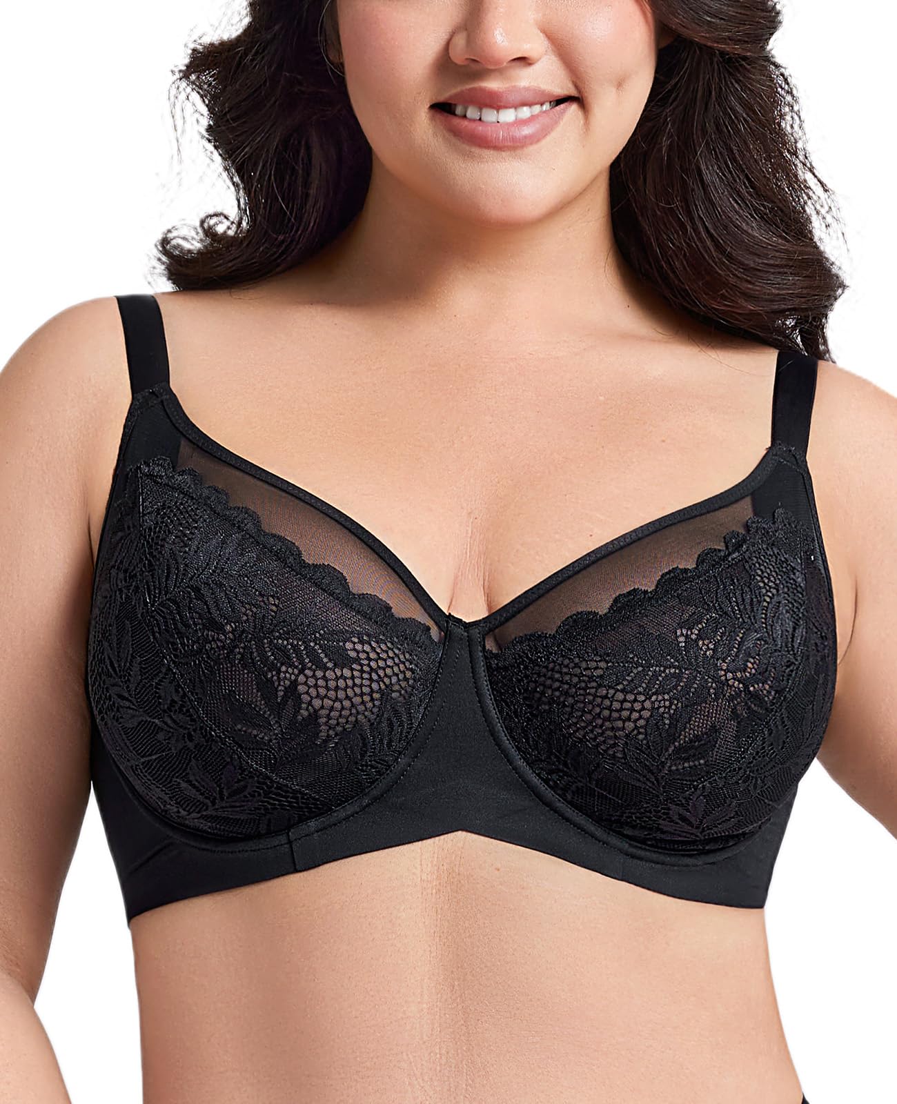 Plusfreeee Women's Minimizer Bra Full Coverage Plus Size Bras for Women ...