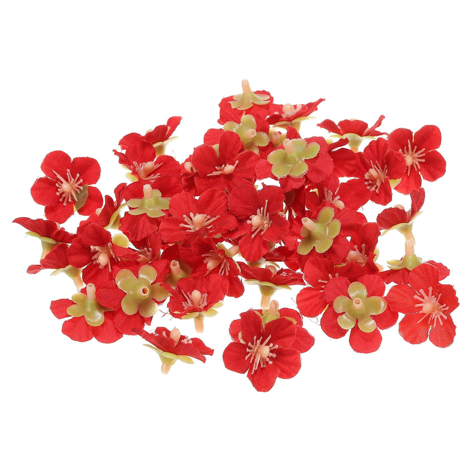 PATIKIL 0.98" Artificial Cherry Blossom Flower Heads, 50 Pack Silk Cherry Blossom Fake Flowers Heads for Wedding Floral Bouquet Decoration DIY Craft Making, Red