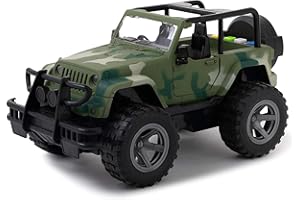 Toy To Enjoy Army Truck Toy with Flashing Light & Sound Effects - Friction Powered Wheels & Openable Doors - Heavy Duty Plastic Military Vehicle Toy for Kids & Children