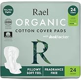 Rael Organic Cotton Cover Sanitary Pads for Women, Heavy (Large, 24 Ct) | Ultra Thin Period Pads with Wings, Large Absorbency, Unscented, Chlorine Free, Period Essentials, Feminine Care