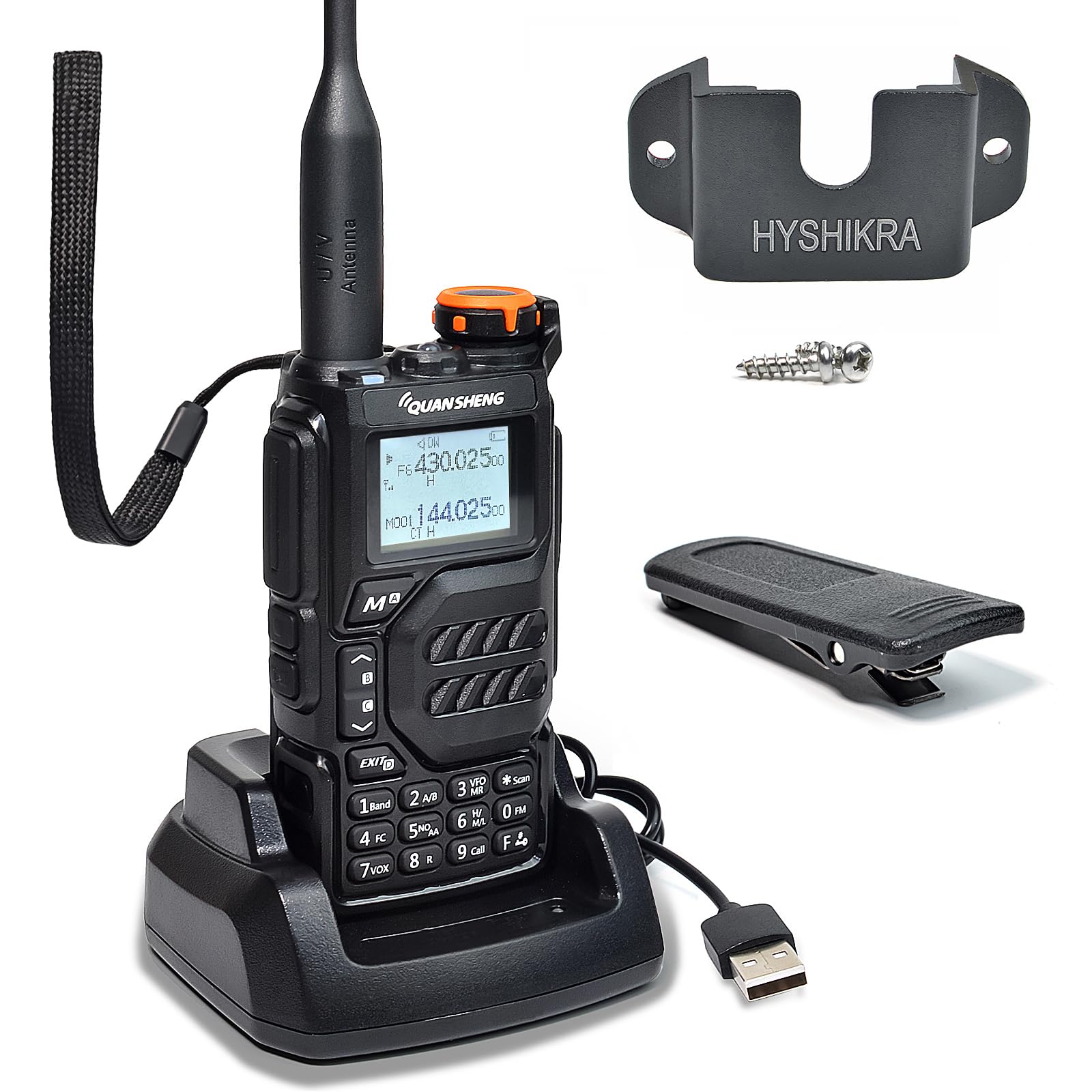 Quansheng UV-K5 VHF UHF Portable Walkie Talkie Rechargeable Two-way Radio for Studio/Outdoor/Car (with Radio Holder)