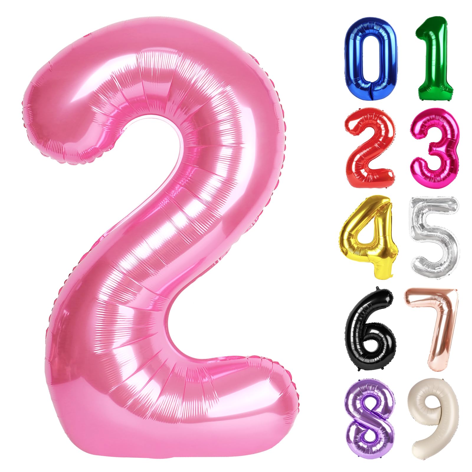 Photo 1 of 2 Balloon - Pink Birthday Number Balloons, 40 Inch Large Foil Balloons for Men Women Boys Girls Pink Themed Birthday Decorations