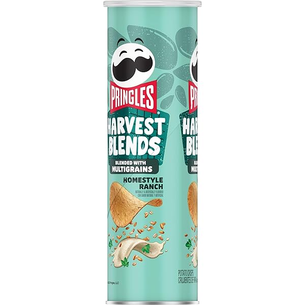 PRINGLES HARVEST BLENDS POTATO CRISPS CHIPS, LUNCH SNACKS, BLENDED WITH MULTIGRAINS, HOMESTYLE RANCH, 5.5OZ CAN
