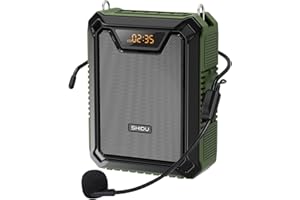 SHIDU Voice Amplifier, 18W Speaker with Microphone IPX5 Waterproof Portable Megaphone PA Systems 2500mAh Rechargeable Battery for Teachers, Tour Guide, Training