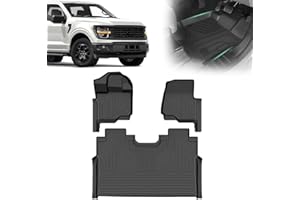 All Weather Floor Mats for 2015-2025 2026 Ford F-150/F150 Lightning SuperCrew Cab (Without Under Seat Storage Box) Non-Slip W