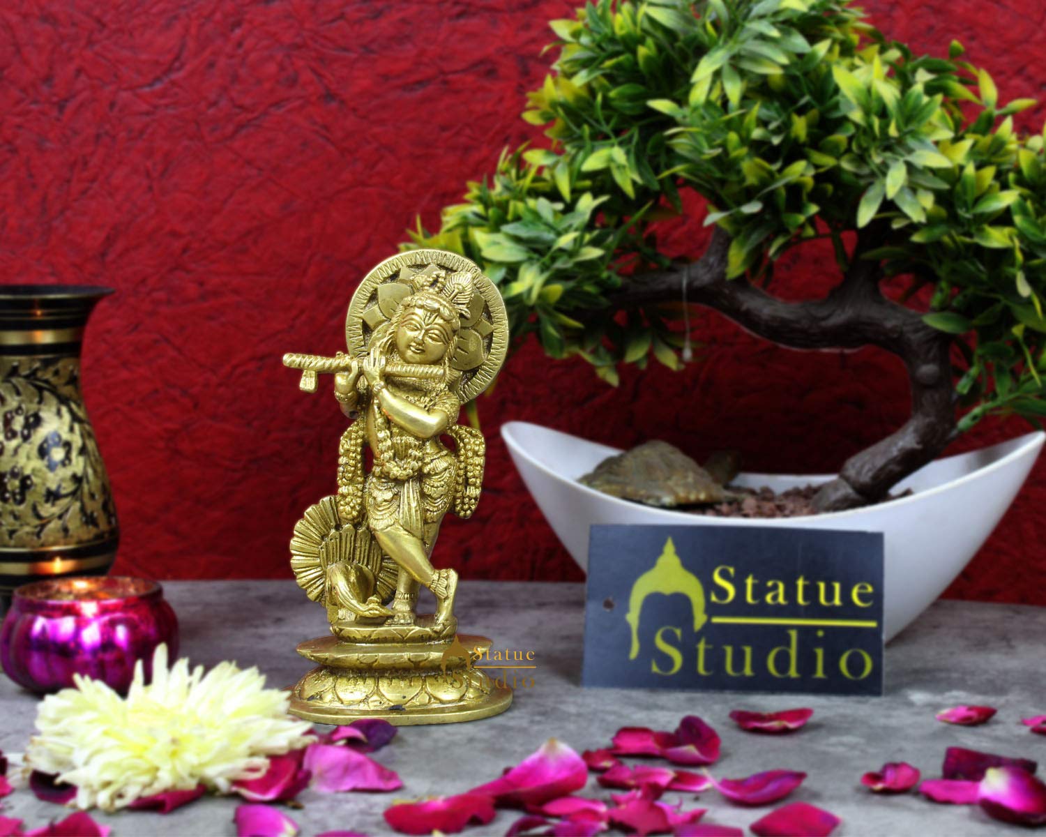 Buy Statuestudio Brass Standing Hindu God Krishna Idols For Home