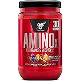 BSN Amino X Muscle Recovery & Endurance Powder, BCAAs, 10 Grams of Amino Acids, Keto Friendly, Caffeine-Free, Support Endurance, Zero Sugar, Fruit Punch, 30 servings, 15.34 Ounce (Packaging May Vary)