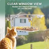 WELDUN Window Bird Feeders with 2 Water Bowls Clear Bird Feeder 24.5x10x14cm view 7