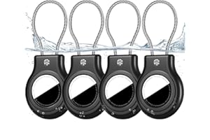 4 Pack for AirTag Waterproof Holder with Cable Wire, TNSNK Anti-Lost Airtag Keychain for Apple AirTag, Shockproof Air tag Cas