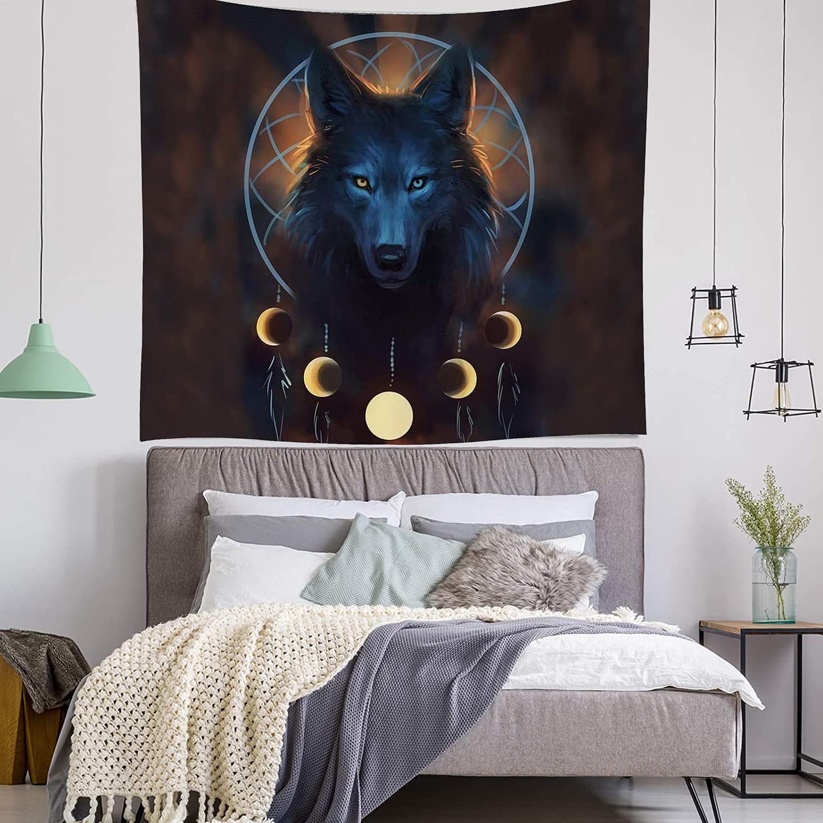 Morbuy Wolf Tapestry Wall Hanging, Dreamcatcher Tapestry for Bedroom Aesthetic 150x200cm Bohemia Art Decor Tapestries for Living Room Dorm Home Decor