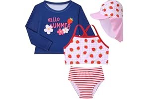 LILIAN&GEMA Lilian & Gema 4-Piece Baby Toddler Girl Swimsuit Set - Tankini & Rash Guard Girls Bathing Suit with UPF 50+ Sun Protection