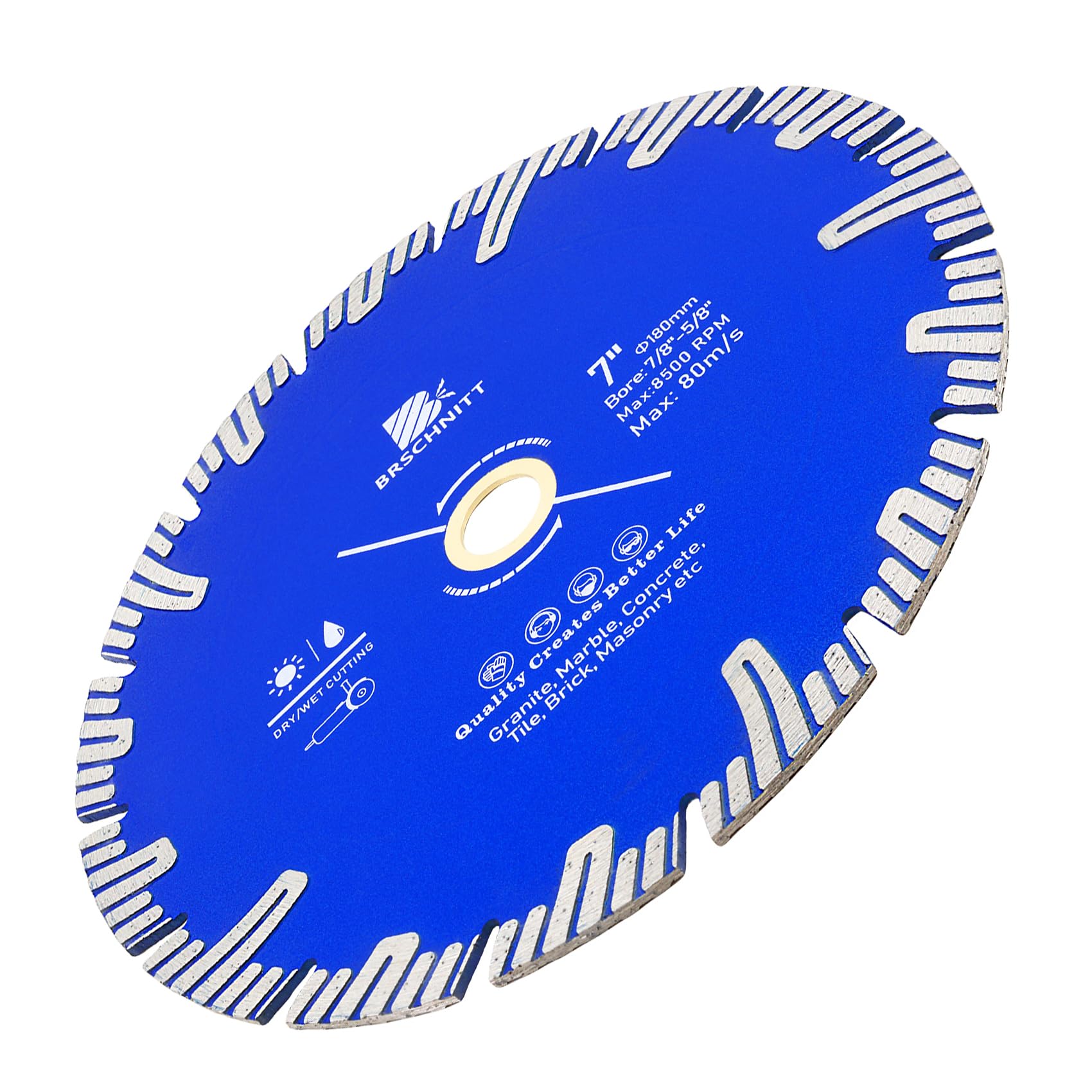 Diamond Turbo Cutting Disc 180mm,BRSCHNITT Diamond Cutting Disc for Granite,Marble,Concrete,Porcelain Tile,Ceramic Tile,Masonry