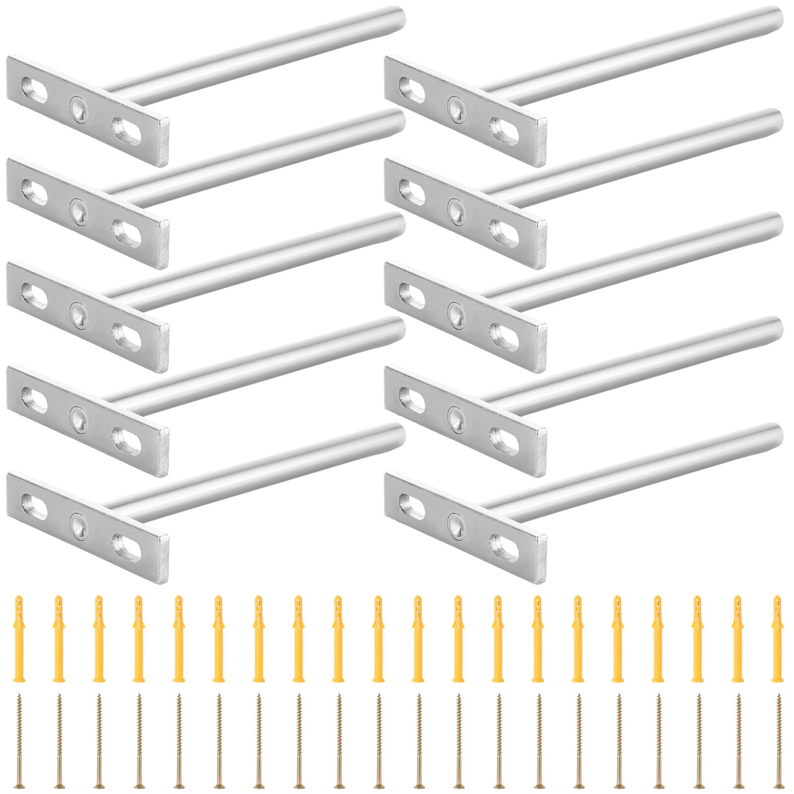 APACALI 10 Pack Floating Shelf Bracket 6 Inch, 150mm Invisible Shelf Brackets Heavy Duty, Hidden Shelf Brackets for Wall Mounted Decoration Shelf Support, Silver