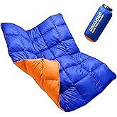 Gaialoop Down Puffy Blanket for Car Camping Outdoor Travel Backpacking, Duck Down Lightweight Portable Soft Warm Cozy Camping Blanket Quilt, 53"x78", Lake Blue