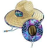 Retro Rifle Men’s Straw Sun Hat-Wide Brim Lifeguard Hat with Custom Under-Brim Prints-Lightweight Sun Protection for Outdoor