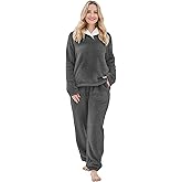 PJGGZ Fluffy Womens Pajama Sets, Pjs with Pants Winter Fuzzy Pajamas Fleece Soft Cozy Warm Ladies Loungewear