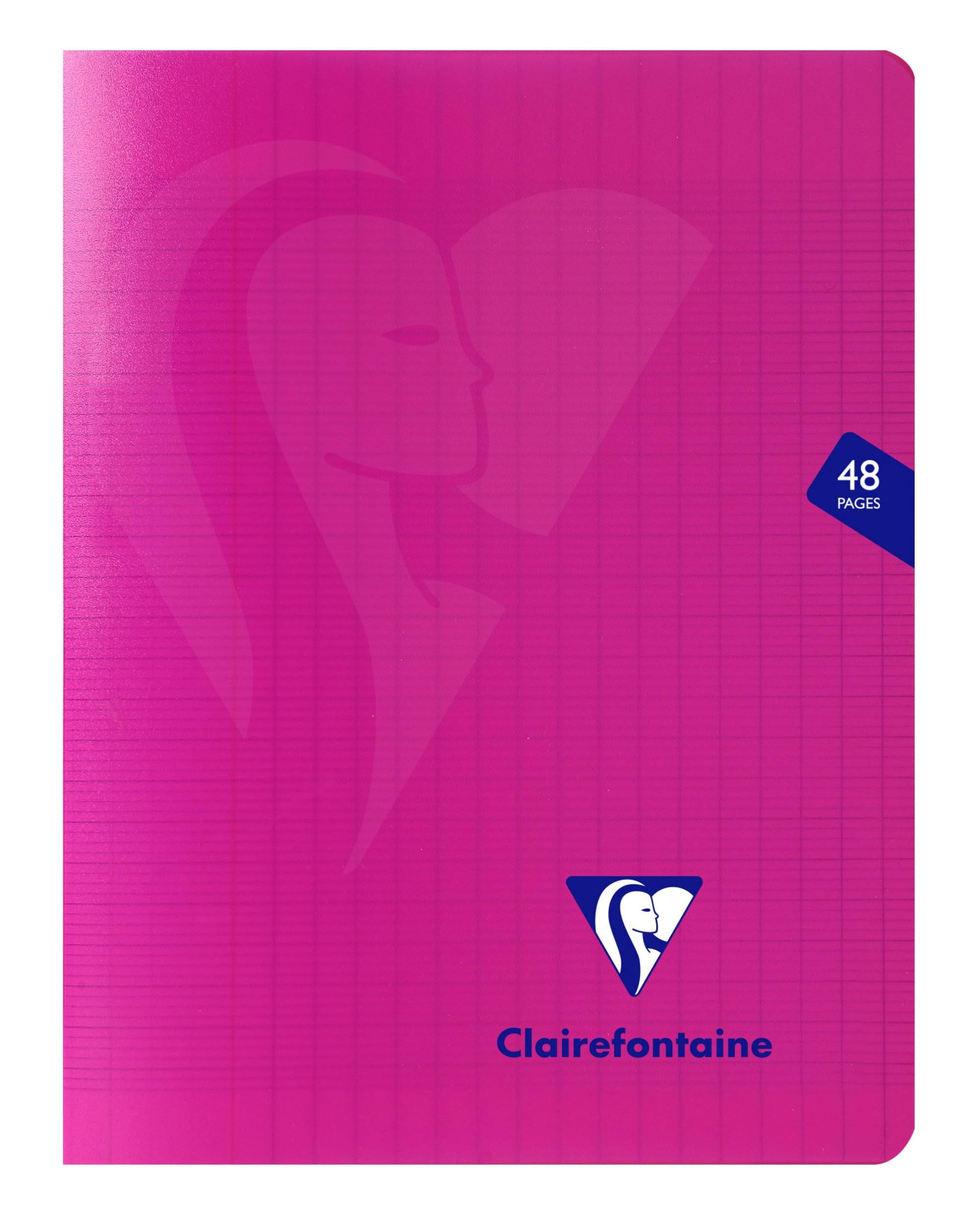 Clairefontaine 313751C - One Pink Mimesys Stapled Notebook - Dimensions: 17x22 cm - 48 Seyes Ruled Pages - 90 g White Vellum Paper - Clear Polypro Cover