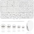 TOAOB 1400pcs Pearl Beads 4mm to 12mm White Pearls Craft Beads Loose Round Faux Pearl Beads with Holes for Home Decoration Necklaces Bracelets Earrings Jewelry Making