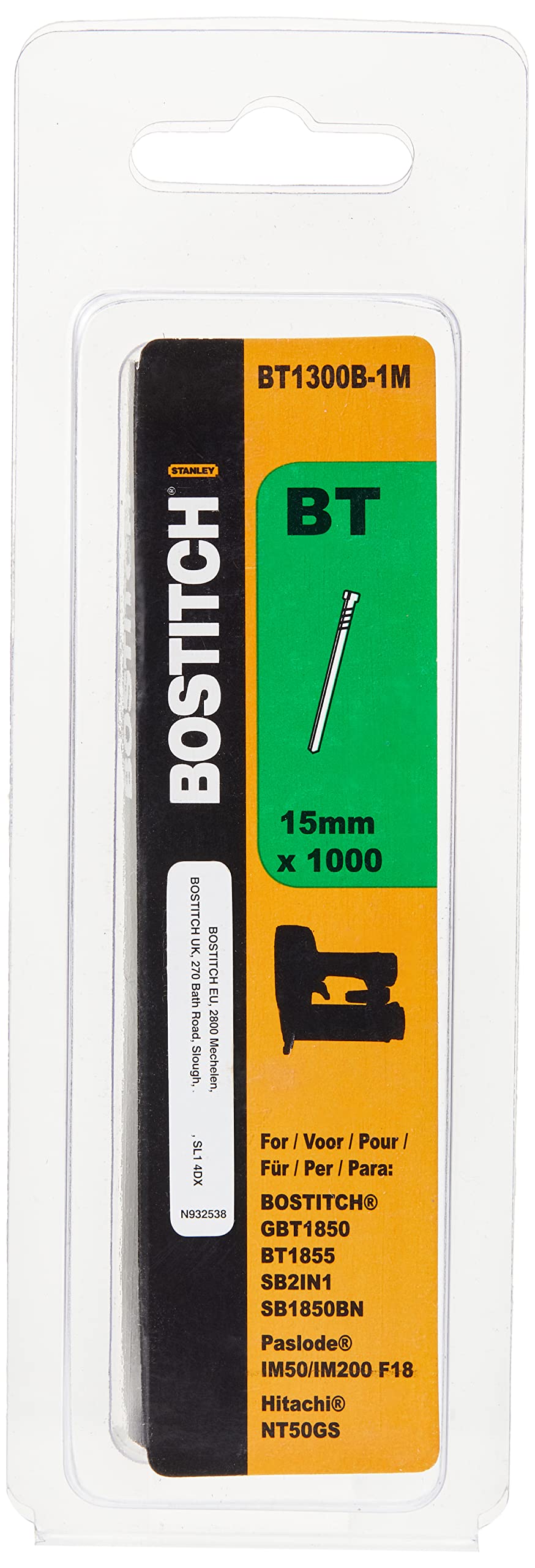 Bostitch Bt1300-15 1m Brown Brad Nail 15mm (Pack of 1)