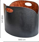 Ivyline Faux Leather Log Bucket Black Hand Finished Fireside Wood Bin H30xW40cm view 4