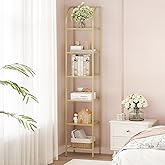 Hzuaneri Bookcase Bookshelf, Tempered Glass Arched Bookshelf for More Storage, Slim Shelving Unit for Bedroom, Bathroom, Home Office, Steel Frame, 6 Tier Gold BC20699G