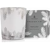 Thymes Frasier Fir Candle – Pine Needle Design – Holiday Scented Candle – Notes of Crisp Siberian Fir, Cedarwood & Sandalwood – Luxury Home Fragrance Gifts for Women & Men – Silver (Statement, 13 oz)