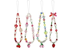 cioatu 4 Pieces Cute Phone Charms Beaded Phone Strap Aesthetic Y2K CellPhone Keychain Cute Bear Butterfly Heart Cool PhoneCharm for Bag Keychain Airpods Camera Pendants Decor