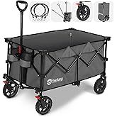 Sekey 220L Collapsible Foldable Wagon with 330lbs Weight Capacity, Heavy Duty Folding Wagon Cart with Big All-Terrain Wheels