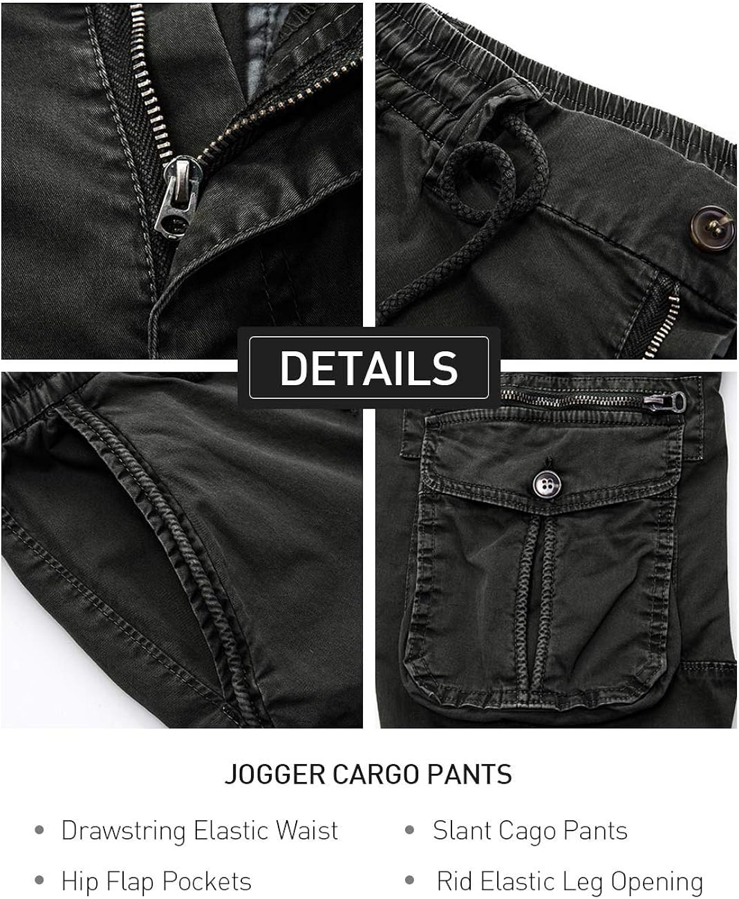 Men Tapered Cargo Pants Slim Fit Chino Joggers Work Trousers with Pockets at  Men’s Clothing store