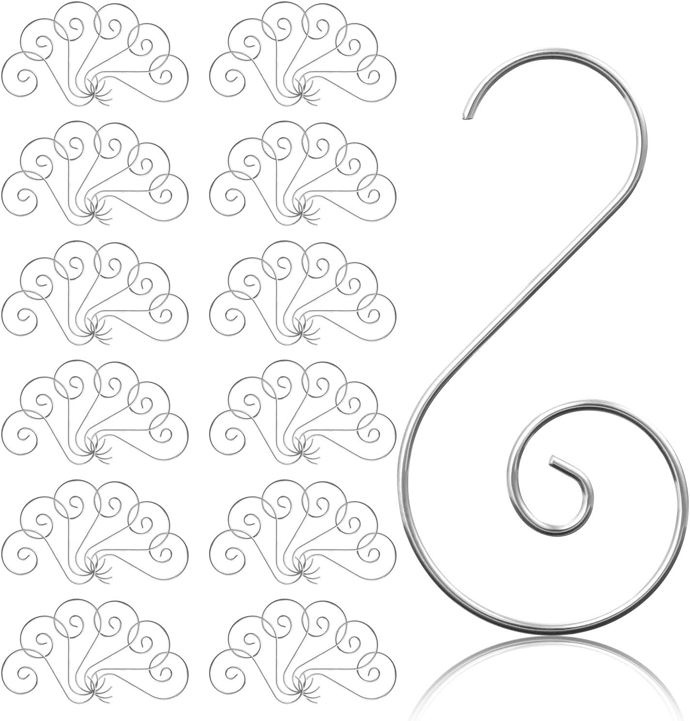 Ornament Hooks - Naler 120 Pieces Christmas Ornaments Hooks Stainless Steel S-Shaped Hangers for Christmas Tree Decorations, Silver, 1.8 Inch Length