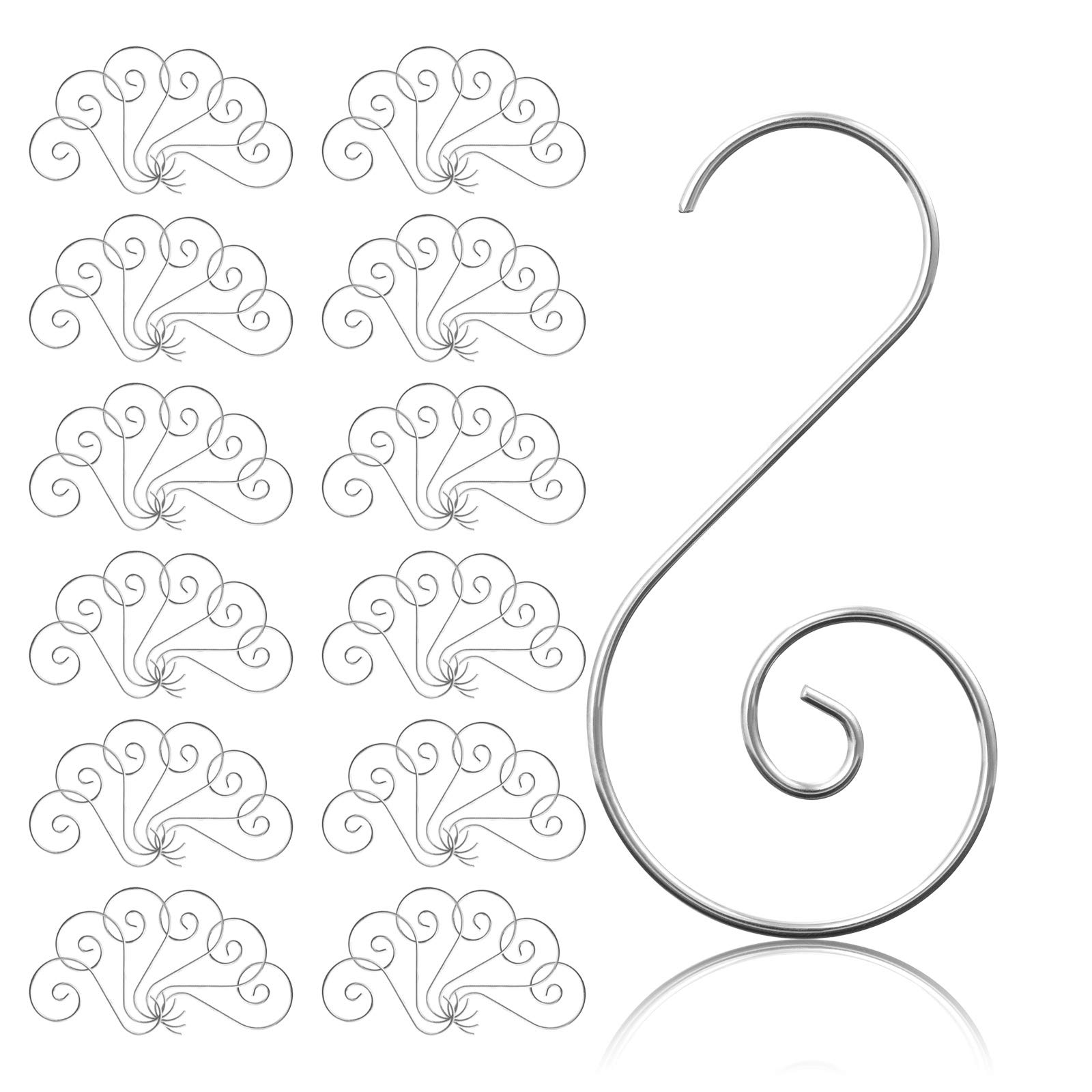 Naler 120pcs Christmas Tree Hangers Hooks for Xmas Home Party Decorations Ornament, Spiral Shape, Stainless Steel