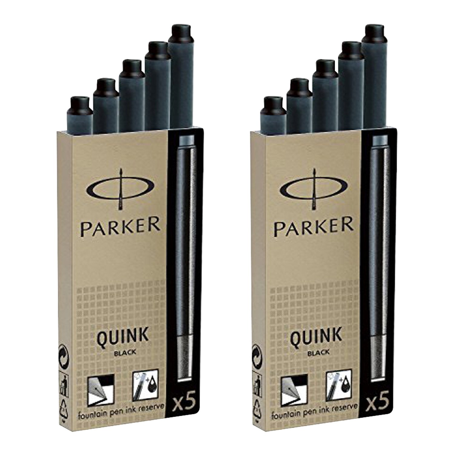 Photo 1 of Parker Quink Permanent Ink Fountain Pen Refill Cartridges, 10 Black Ink Refills (3011031PP)