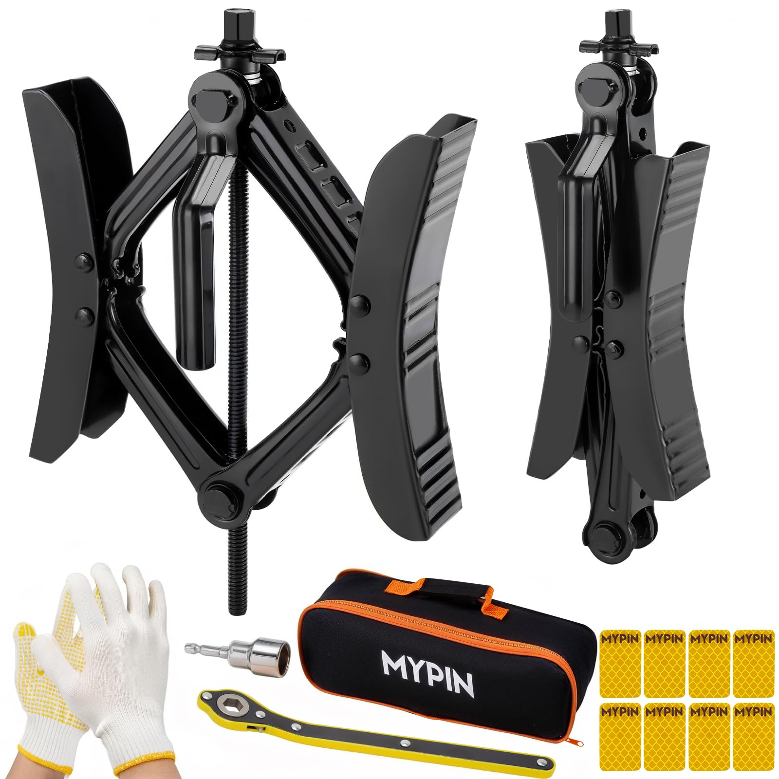 Photo 1 of MYPIN Camper Wheel Chock Stabilizer, 2 Sets for RV Travel Trailer, with 8 Reflective Strips, Heavy Duty X-Shaped RV Stabilizer Wheel Chock Anti-Move Tire Wheel Chock
