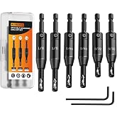 BURMONG 6-Piece Self Centering Drill Bit Set, Durable HSS VIX Bit with Hex Key, 3/32&rdquo;, 7/64&rdquo;, 1/8&rdquo; Center Drill Bits, 1/4 Inch Hex Shank for Drilling Holes &amp; Installing Hinges
