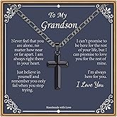 IEFLIFE Cross Necklace Gifts for Men, Silver/Black/Gold Cross Necklace, Figaro Chain for Men, Fathers Day Christmas Baptism Religious Christian Gift for Dad Son Grandpa Boyfriend Husband