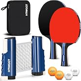 HTWGGT 2‑Player Ping Pong Paddles Set with Table Tennis Net, Balls and Case | Premium Ping Pong Paddles Set of 2, Ideal for Indoor and Outdoor Games, Family Fun
