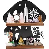 Wooden Mushroom Shelf with Iron Backing - Witchy Room Decor & Display Stand | Gifts for women; crystal display shelf; mushroo