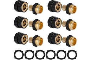 Dalmbox Garden Hose Quick Connector, 3/4" Male and Female Quick Release Garden Hose Connect Fittings With 6 Rubber Washers, 6 sets