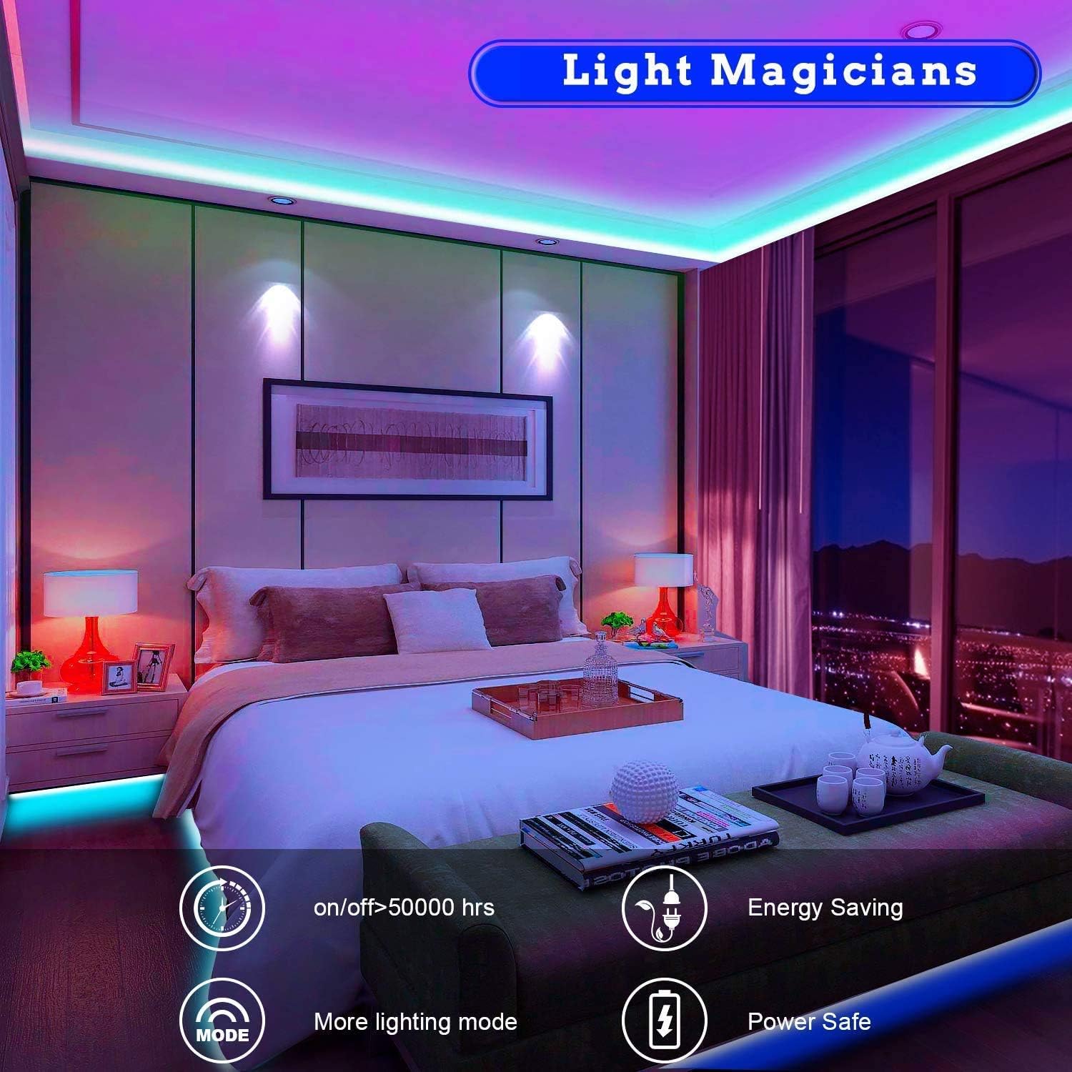 Tenmiro 65.6ft Led Strip Lights, Ultra Long RGB 5050 Color Changing LED Light Strips Kit with 44 Keys Ir Remote Led Lights for Bedroom, Kitchen, Home Decoration: Home Improvement